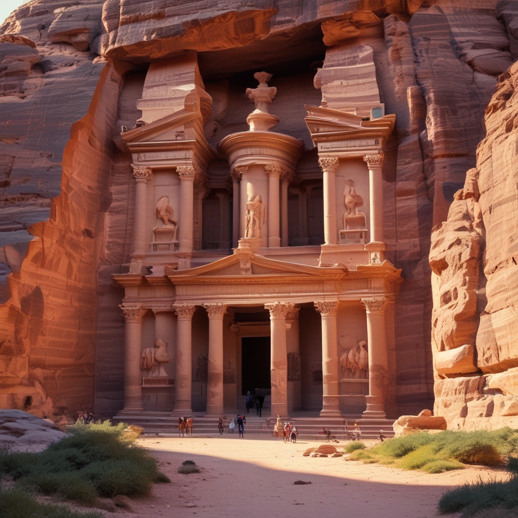 Stunning view of Petra's Treasury at sunset